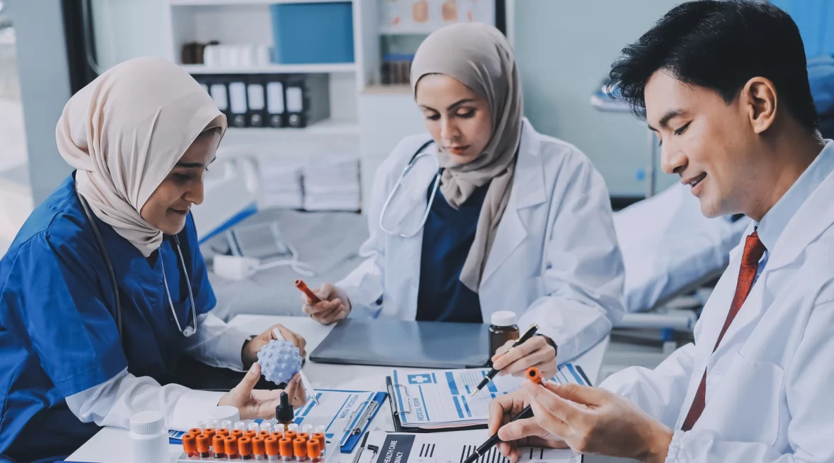 Medical team ready to practice after successful healthcare professional licensing
